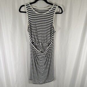 Aerie Dress Women's Small White Blue Striped Sleeveless Ribbed Cotton Blend